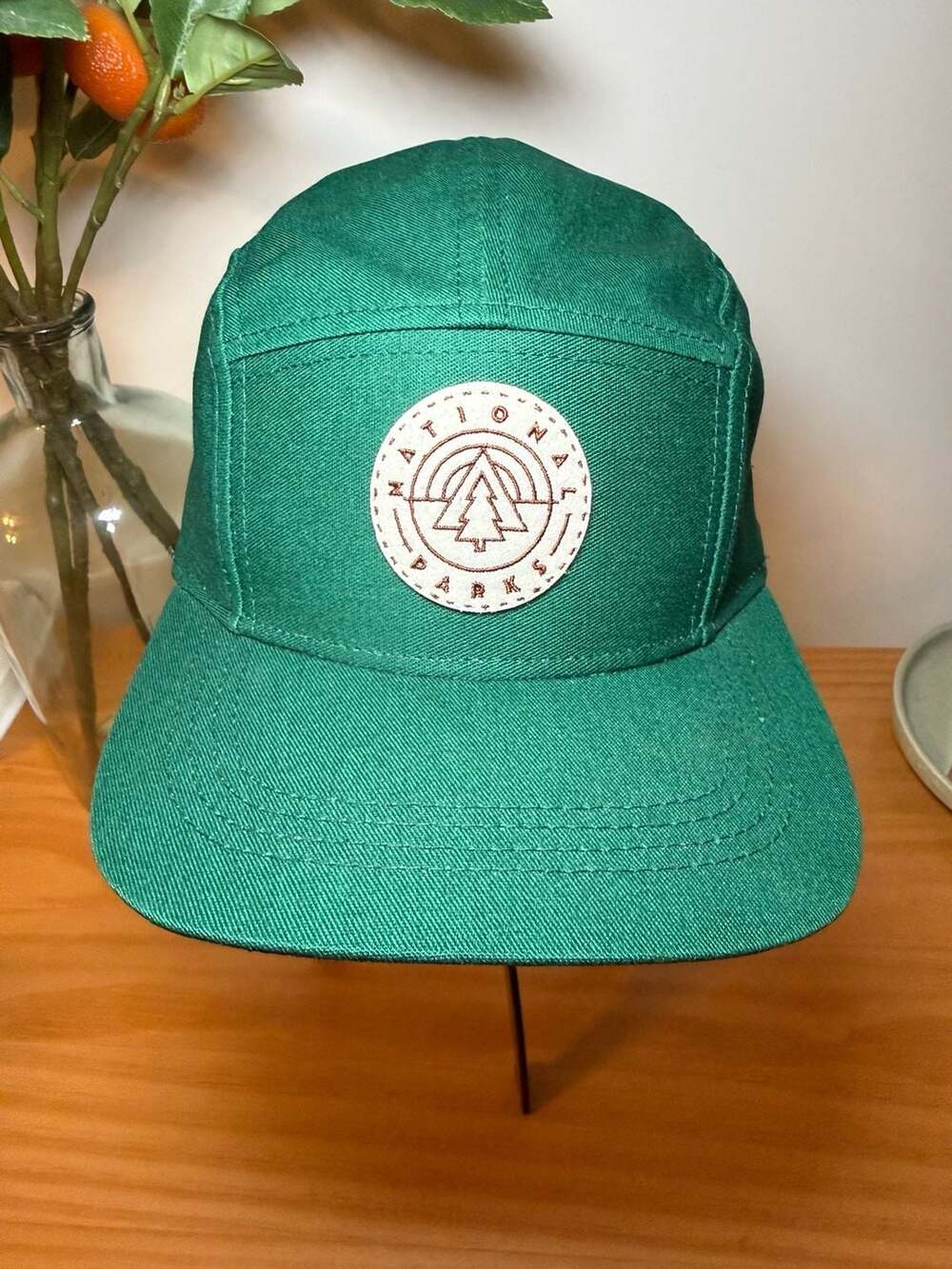 National Parks Green 5-Panel Camper Hat Cap Strap Back Tree Patch Made in USA